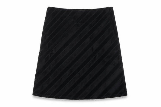 Nomads Womens Black Striped Viscose A-Line Skirt Size L Zip