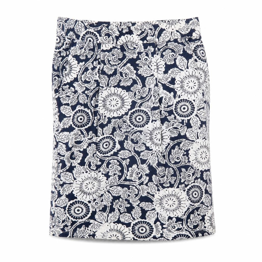 Marks & Spencer Womens Blue Geometric Viscose A-Line Skirt Size 12
