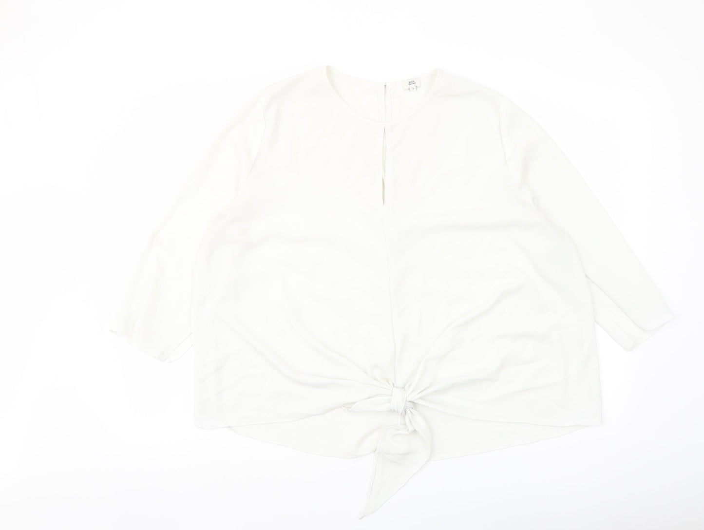 River Island Womens White Polyester Basic Blouse Size 16 Round Neck