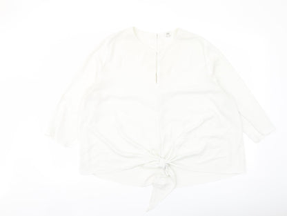 River Island Womens White Polyester Basic Blouse Size 16 Round Neck