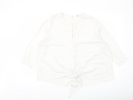 River Island Womens White Polyester Basic Blouse Size 16 Round Neck