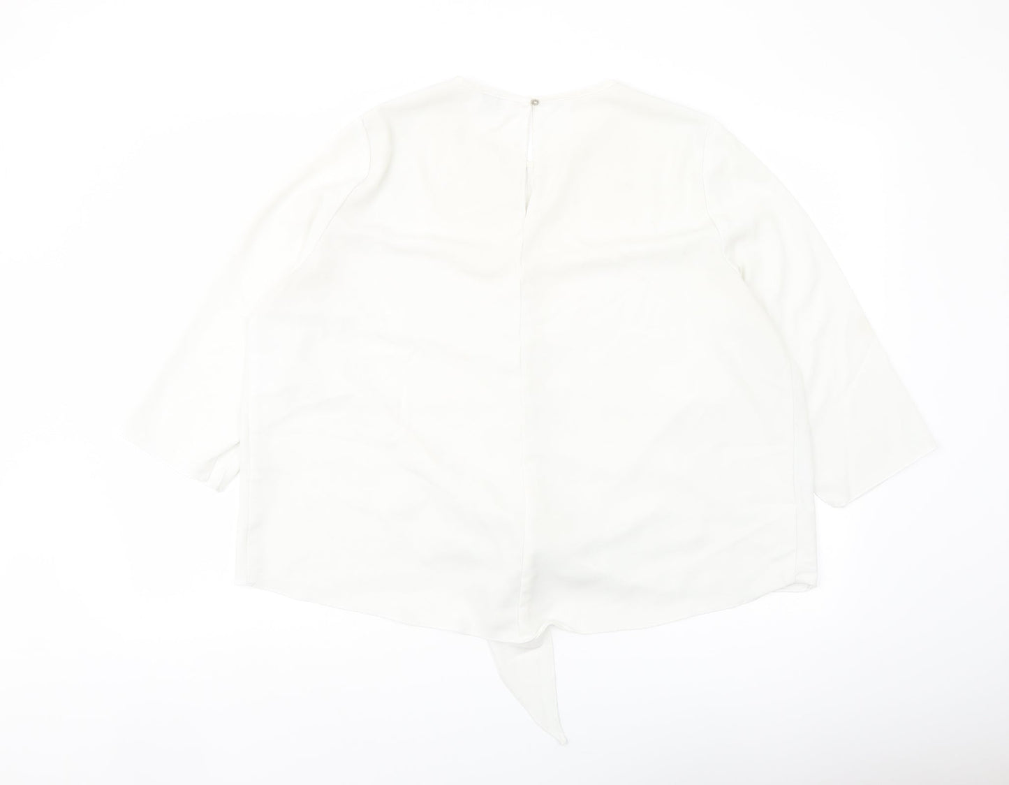 River Island Womens White Polyester Basic Blouse Size 16 Round Neck