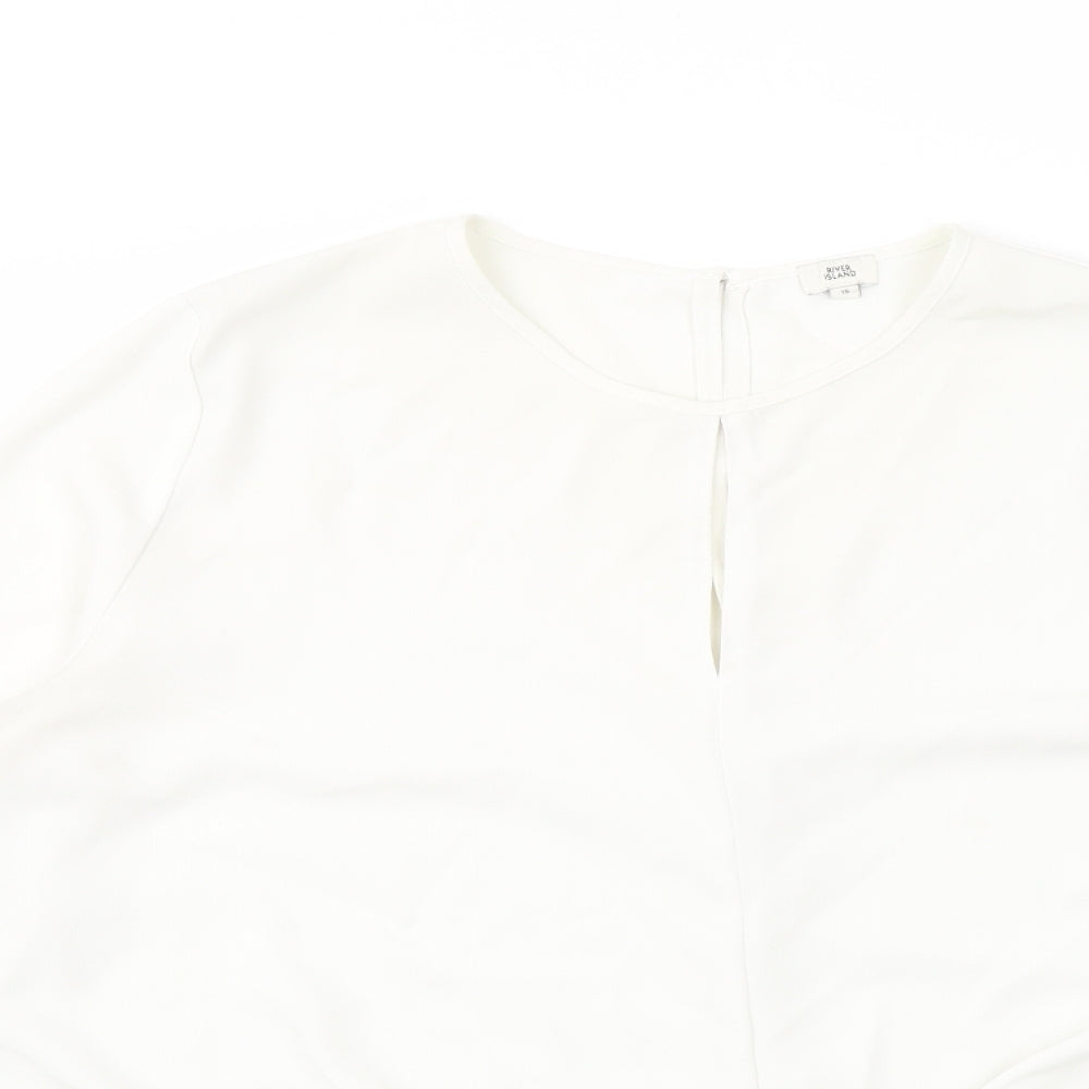 River Island Womens White Polyester Basic Blouse Size 16 Round Neck