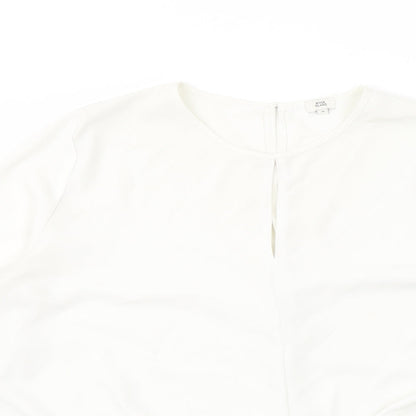 River Island Womens White Polyester Basic Blouse Size 16 Round Neck