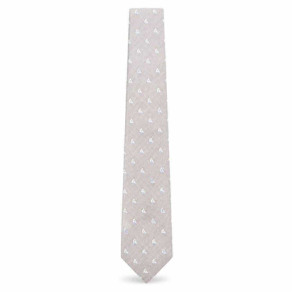 Jonelle Mens Multicoloured Geometric Silk Pointed Tie One Size - Boat Print