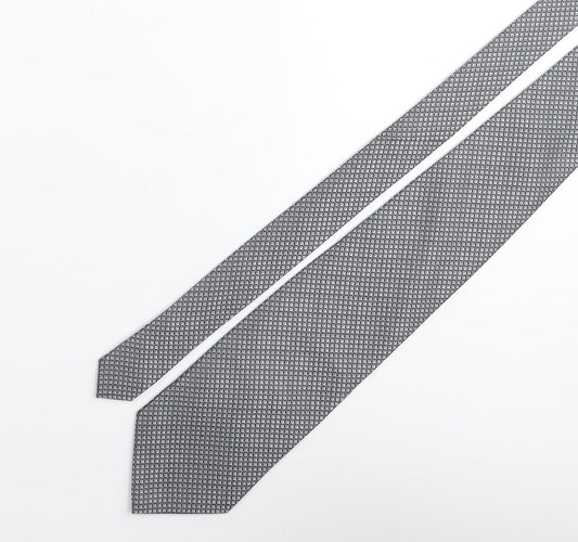 Michelle Hoche Mens Grey Geometric Silk Pointed Tie One Size