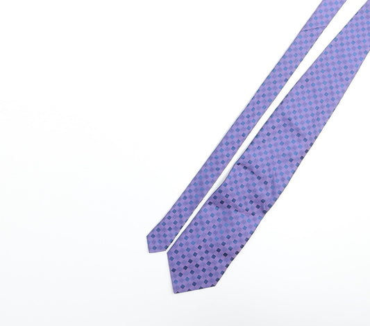 Charles Fox Mens Blue Plaids & Checks Polyester Pointed Tie One Size