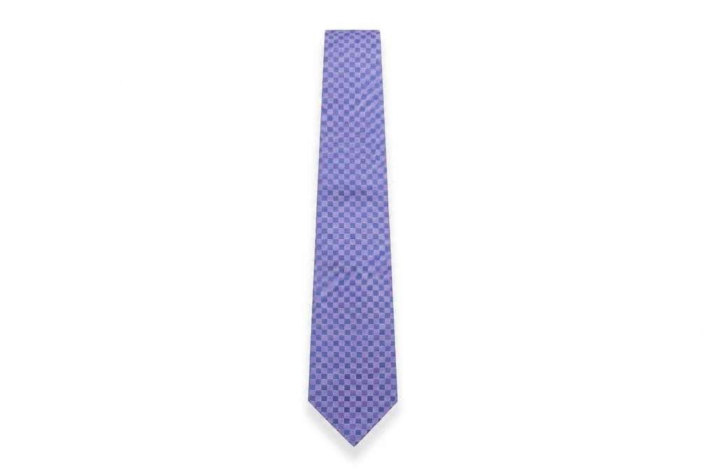 Charles Fox Mens Blue Plaids & Checks Polyester Pointed Tie One Size