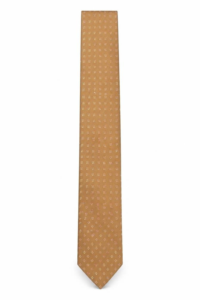 Soprano Mens Brown Geometric Silk Pointed Tie One Size