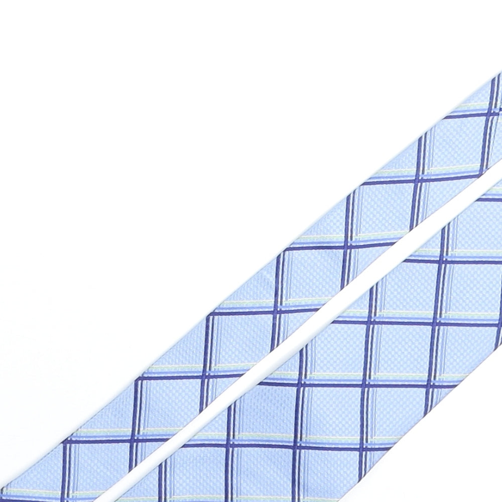 Deha Villand Mens Blue Plaids & Checks Silk Pointed Tie One Size
