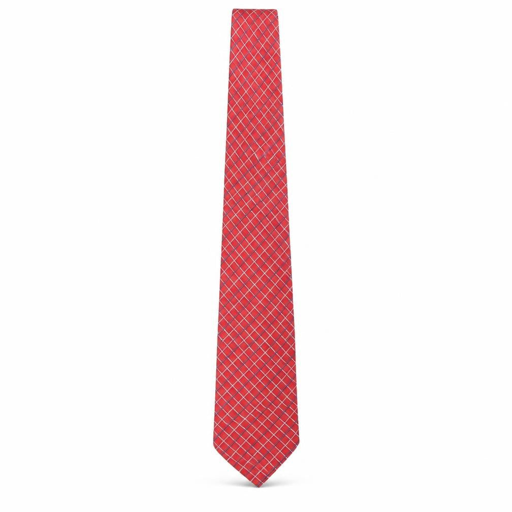 Frangi Mens Red Plaids & Checks Silk Pointed Tie One Size