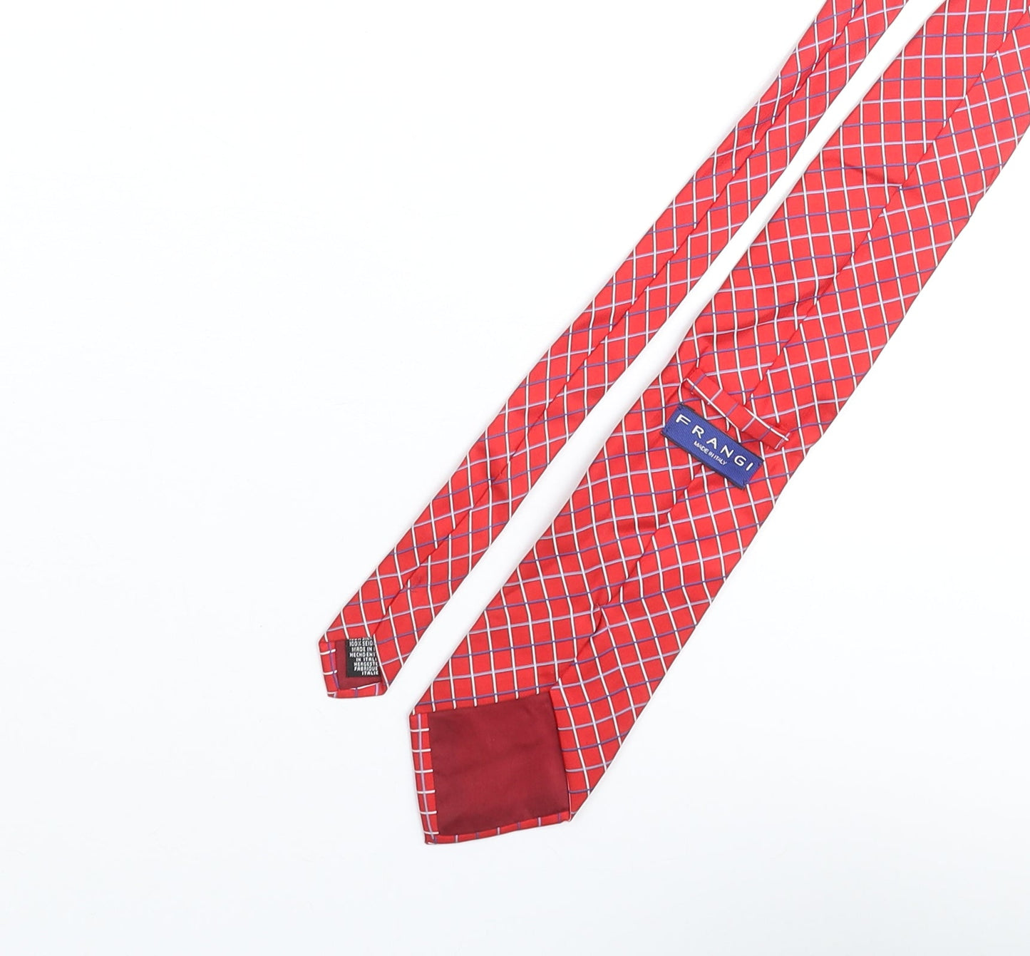 Frangi Mens Red Plaids & Checks Silk Pointed Tie One Size