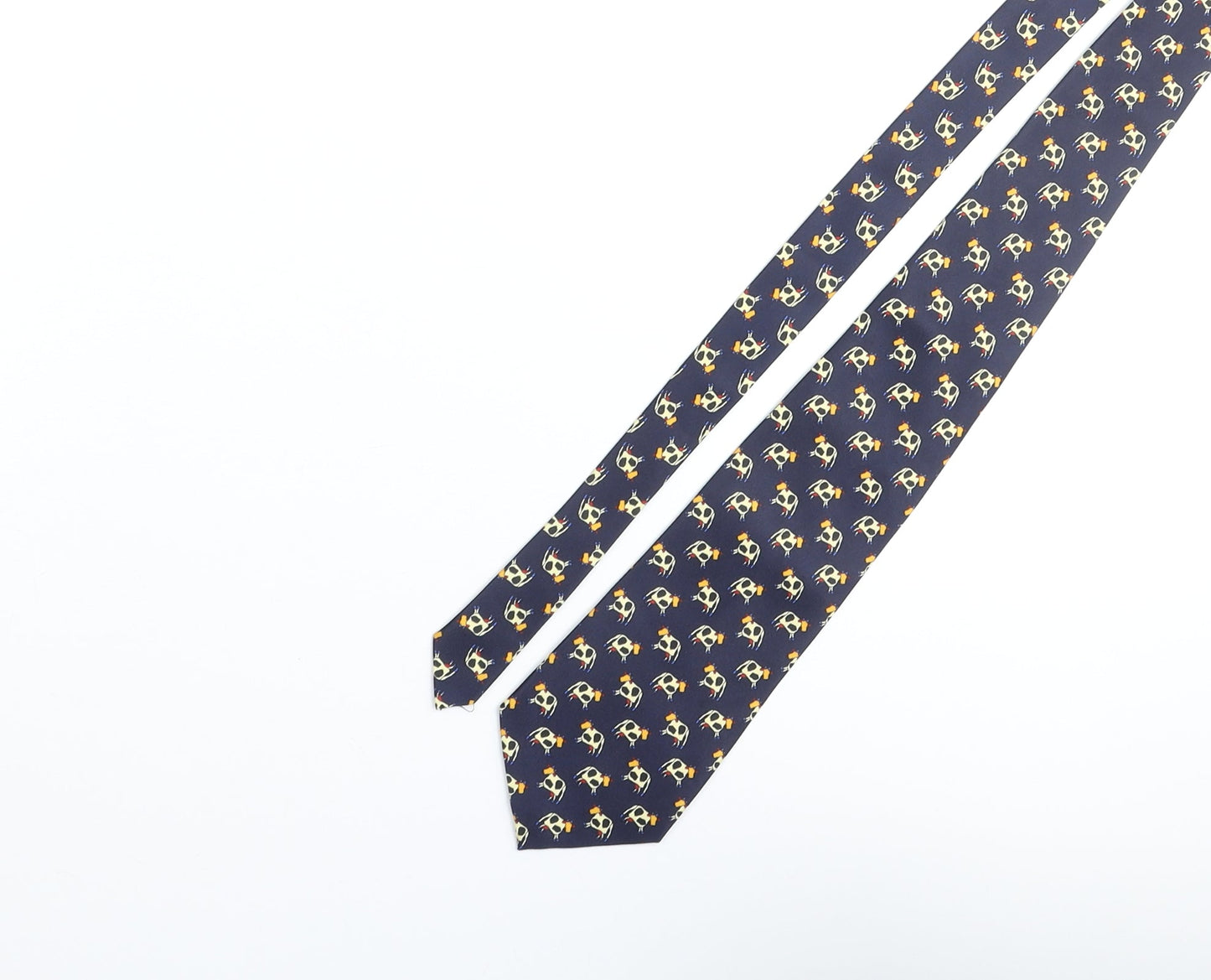 Christian Armand Mens Blue Geometric Silk Pointed Tie One Size - Cow Print