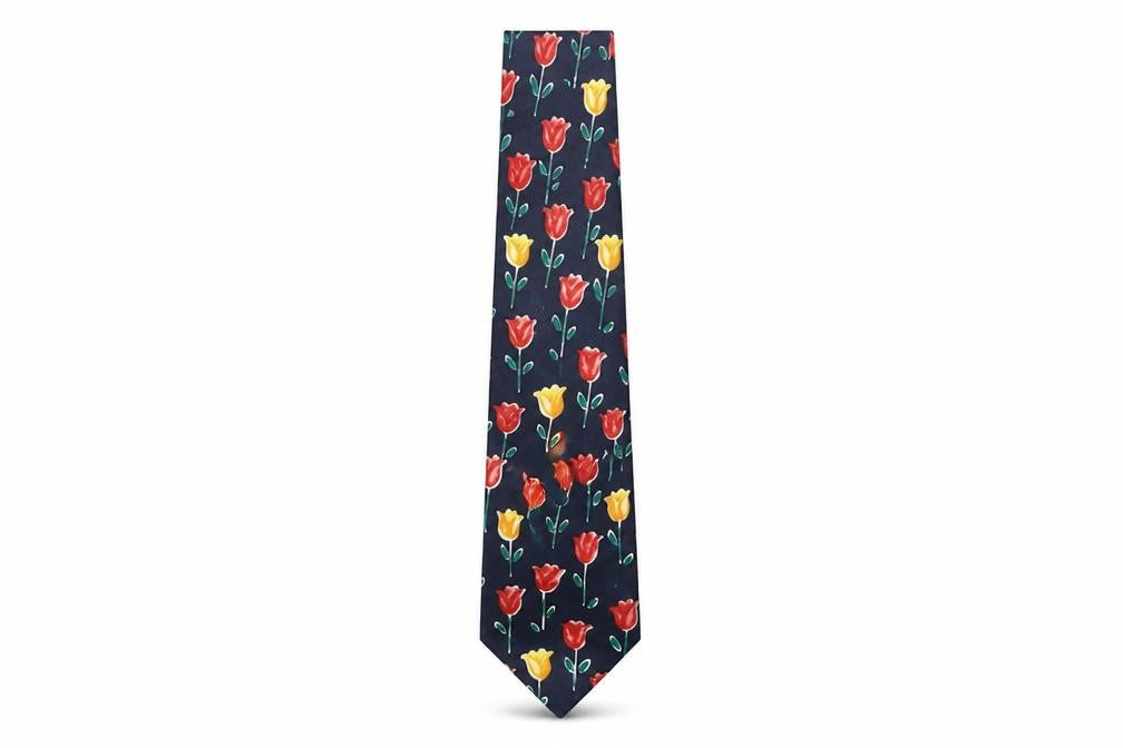 St Michael Mens Blue Floral Polyester Pointed Tie One Size
