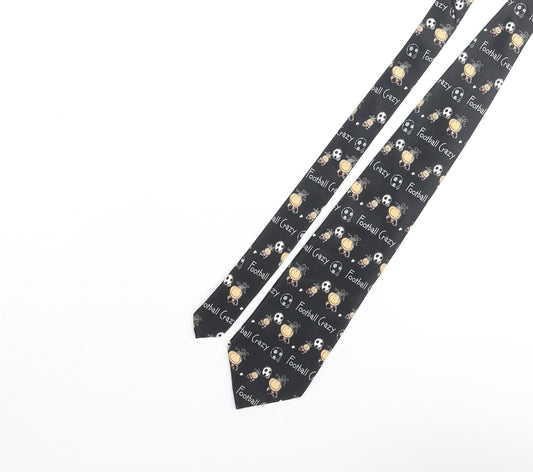 Bubblegum Mens Black Geometric Polyester Pointed Tie One Size - Football Crazy