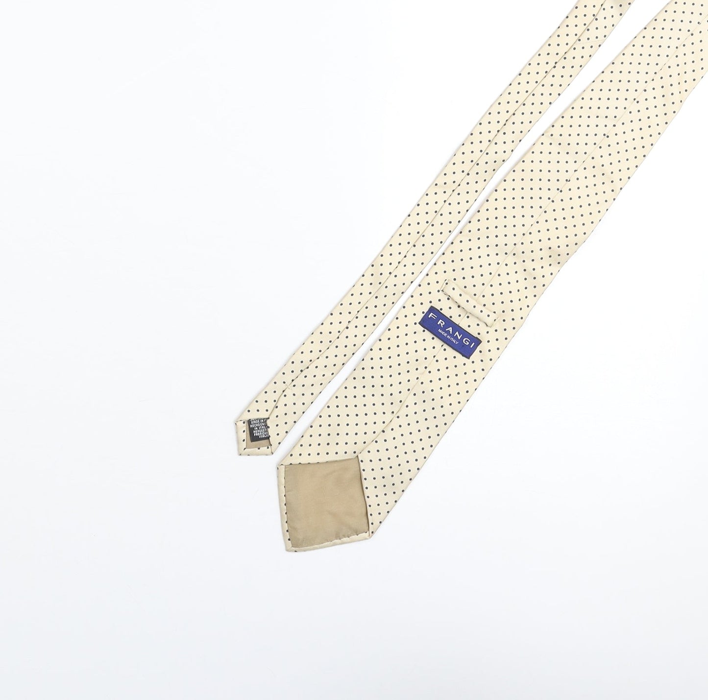 Frangi Mens Beige Polka Dot Silk Pointed Tie One Size