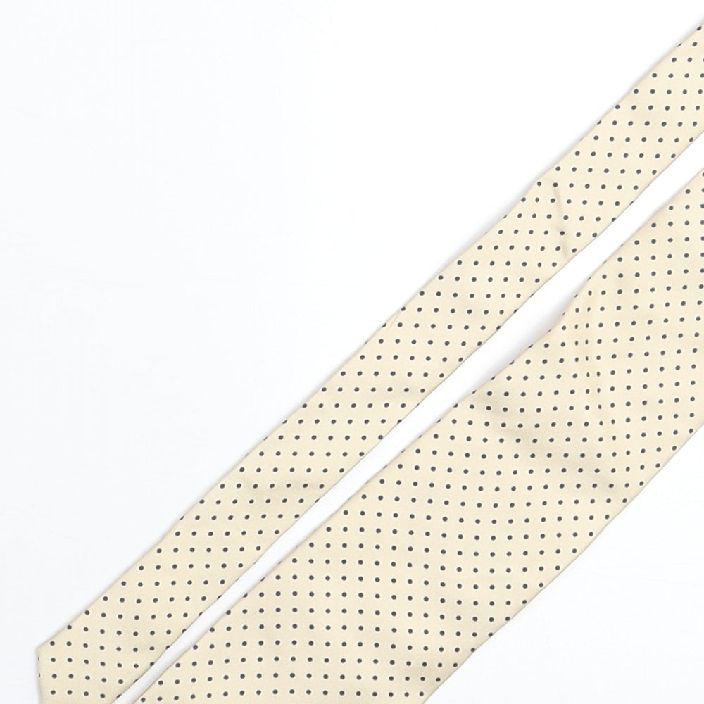 Frangi Mens Beige Polka Dot Silk Pointed Tie One Size