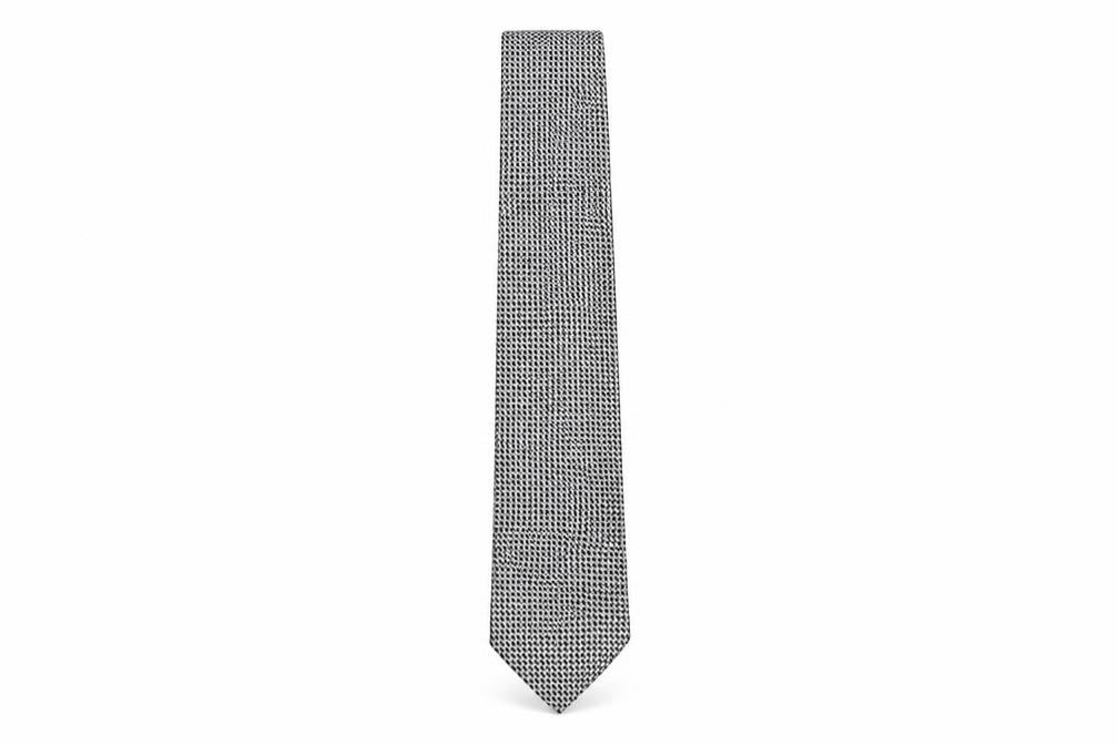 Frazer Mens Grey Geometric Silk Pointed Tie One Size