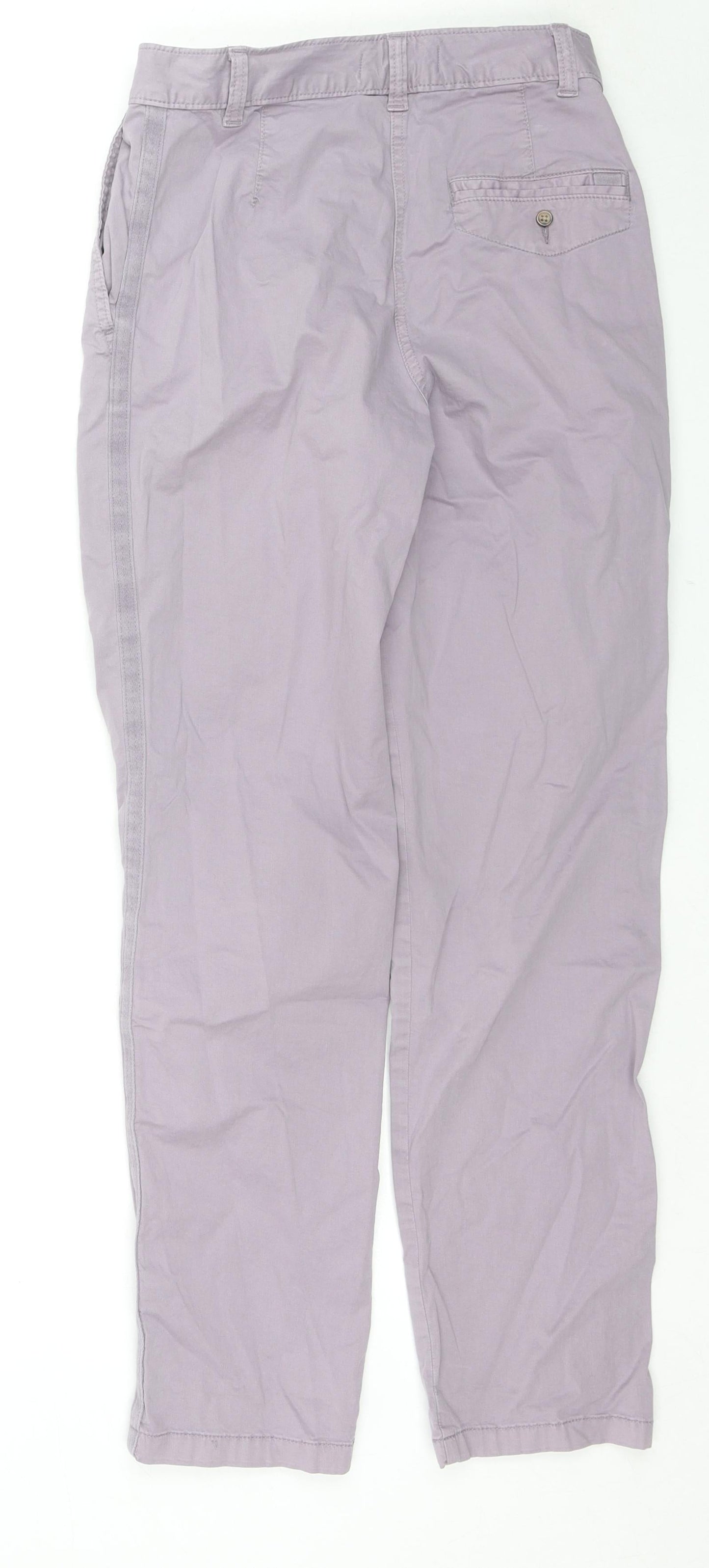 Marks and Spencer Womens Purple Cotton Trousers Size 6 L29 in Regular Zip