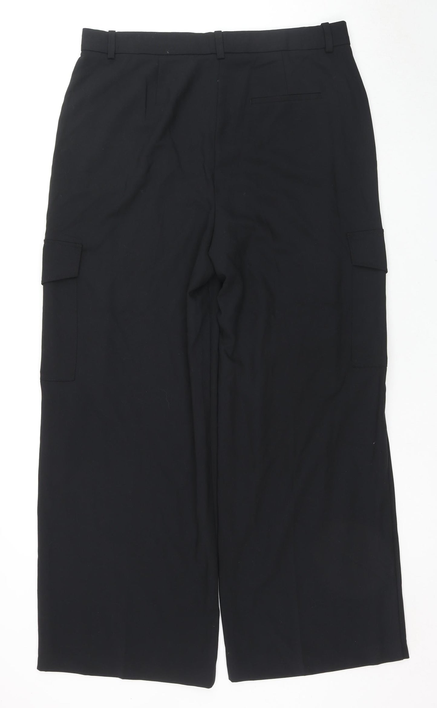 Marks and Spencer Womens Black Polyester Cargo Trousers Size 18 L31 in Regular Zip