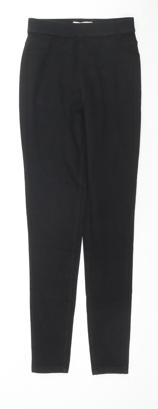 Marks and Spencer Womens Black Cotton Jegging Trousers Size 6 L26 in Regular