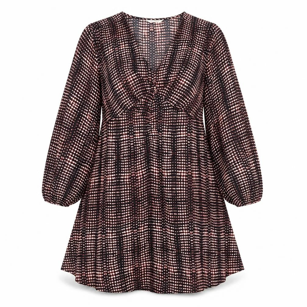 Per Una Womens Multicoloured Geometric Polyester Trapeze & Swing Size 12 V-Neck Pullover