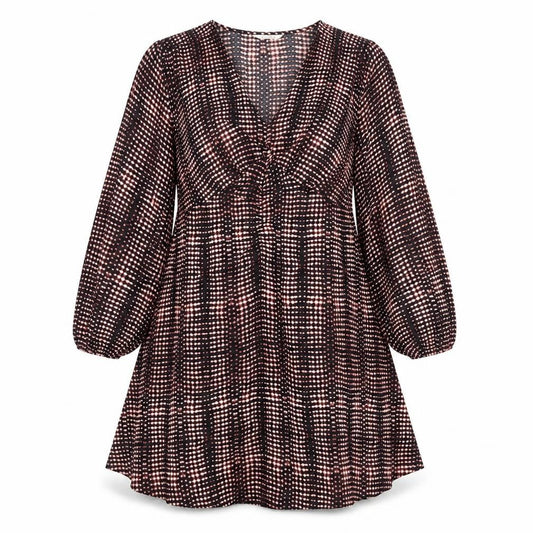 Per Una Womens Multicoloured Geometric Polyester Trapeze & Swing Size 12 V-Neck Pullover