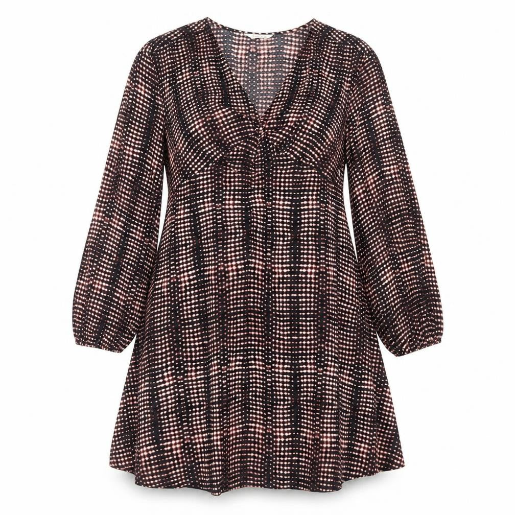 Marks & Spencer Womens Multicoloured Geometric Polyester Trapeze & Swing Size 10 V-Neck Pullover