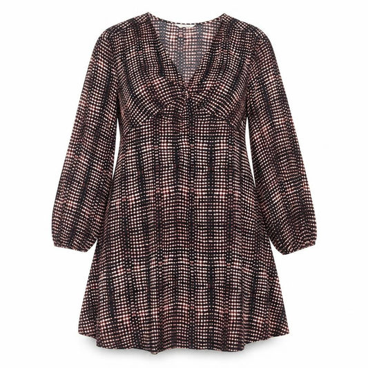 Marks & Spencer Womens Multicoloured Geometric Polyester Trapeze & Swing Size 10 V-Neck Pullover