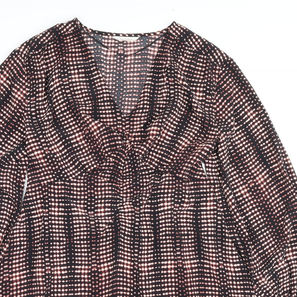 Marks and Spencer Womens Multicoloured Geometric Polyester Trapeze & Swing Size 10 V-Neck Pullover