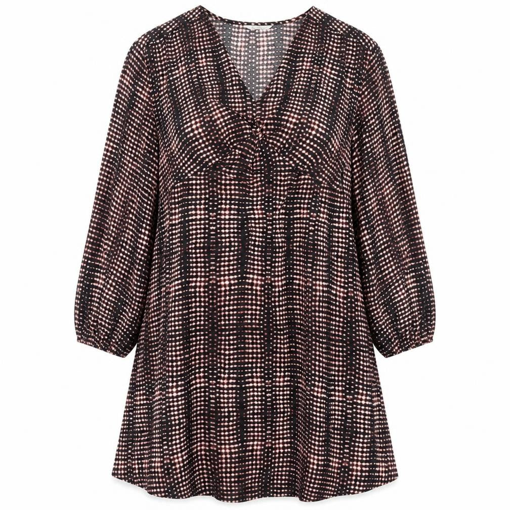 Marks & Spencer Womens Multicoloured Geometric Polyester Trapeze & Swing Size 12 V-Neck Pullover