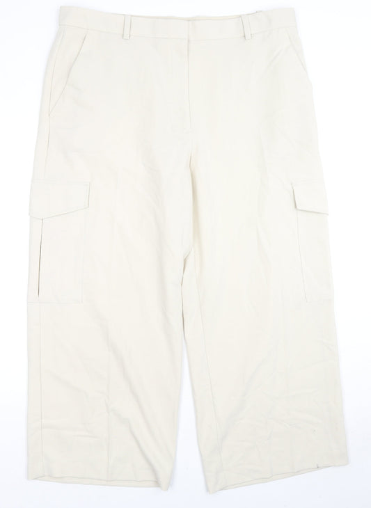 Marks and Spencer Womens Beige Polyester Cargo Trousers Size 20 L27 in Regular Zip