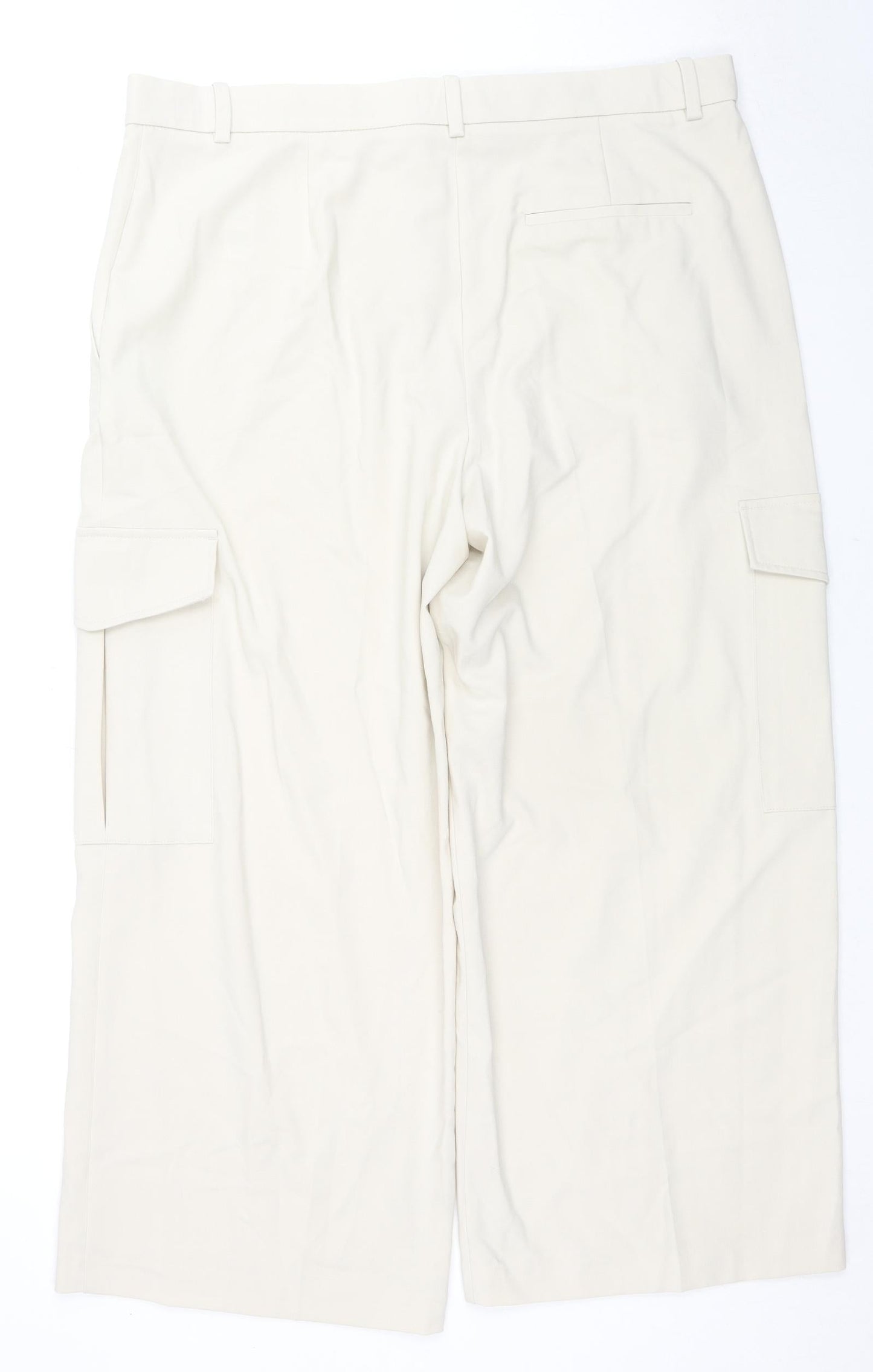 Marks and Spencer Womens Beige Polyester Cargo Trousers Size 20 L27 in Regular Zip