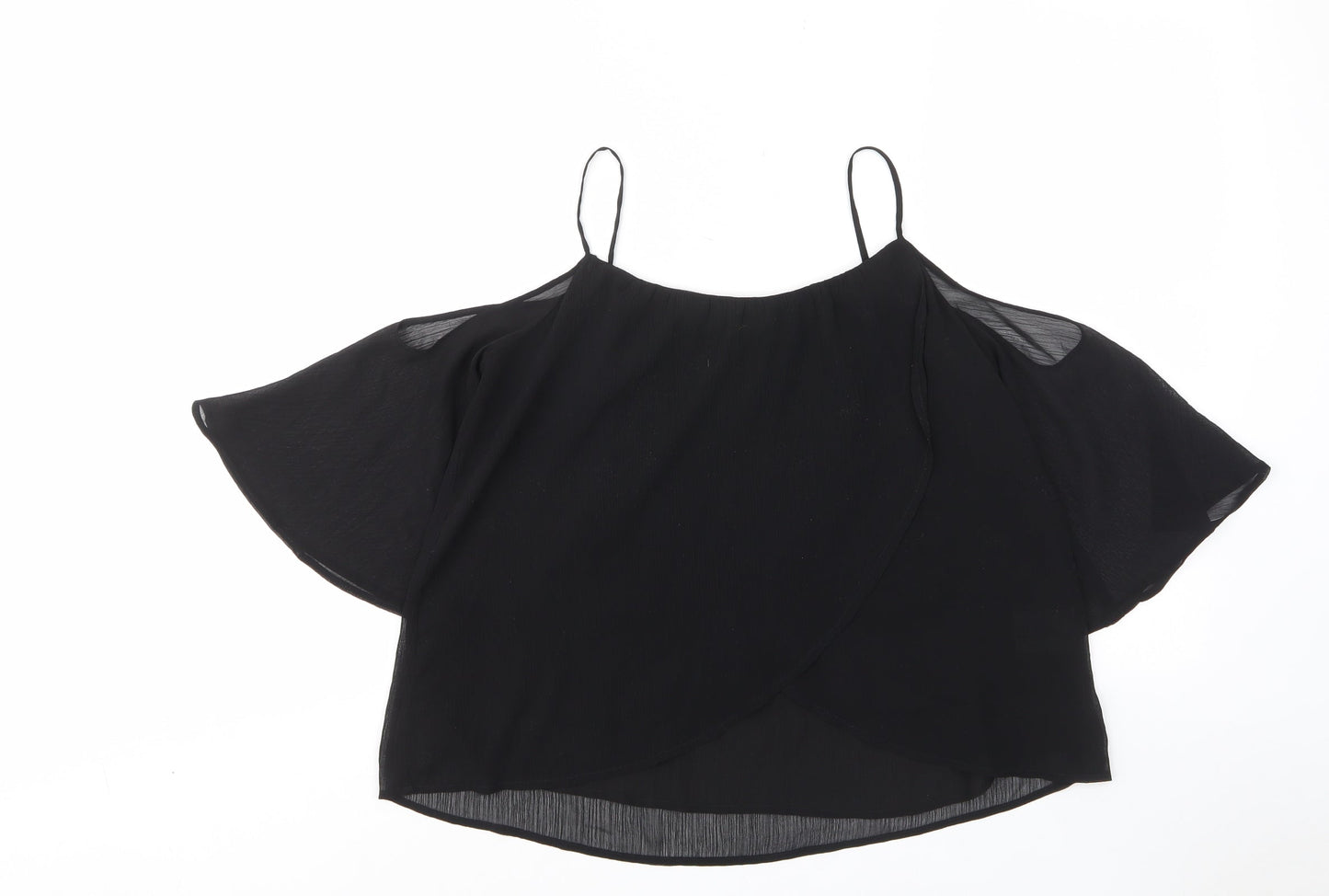 Lush Womens Black Polyester Basic T-Shirt Size S Scoop Neck - Lined, Off shouder