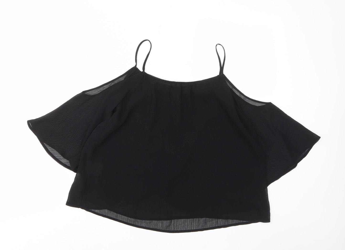 Lush Womens Black Polyester Basic T-Shirt Size S Scoop Neck - Lined, Off shouder