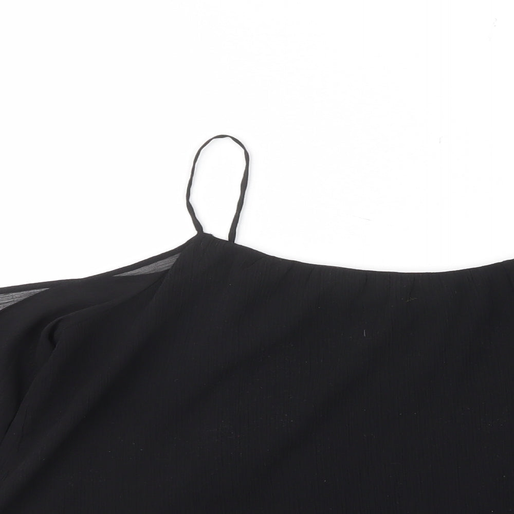 Lush Womens Black Polyester Basic T-Shirt Size S Scoop Neck - Lined, Off shouder