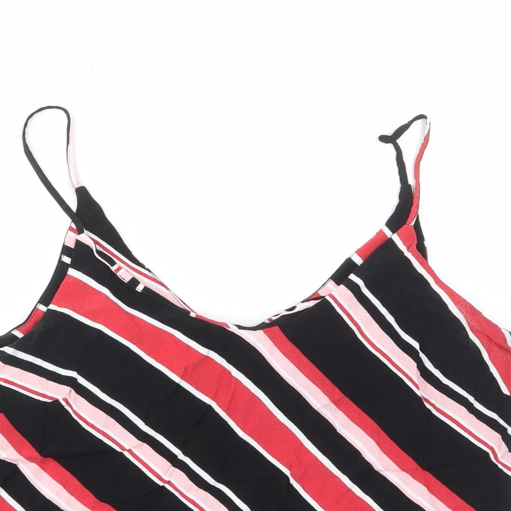 New Look Womens Red Striped Viscose Camisole Tank Size 14 V-Neck