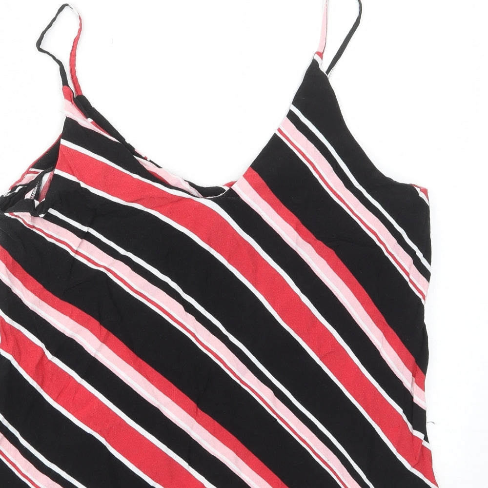 New Look Womens Red Striped Viscose Camisole Tank Size 14 V-Neck