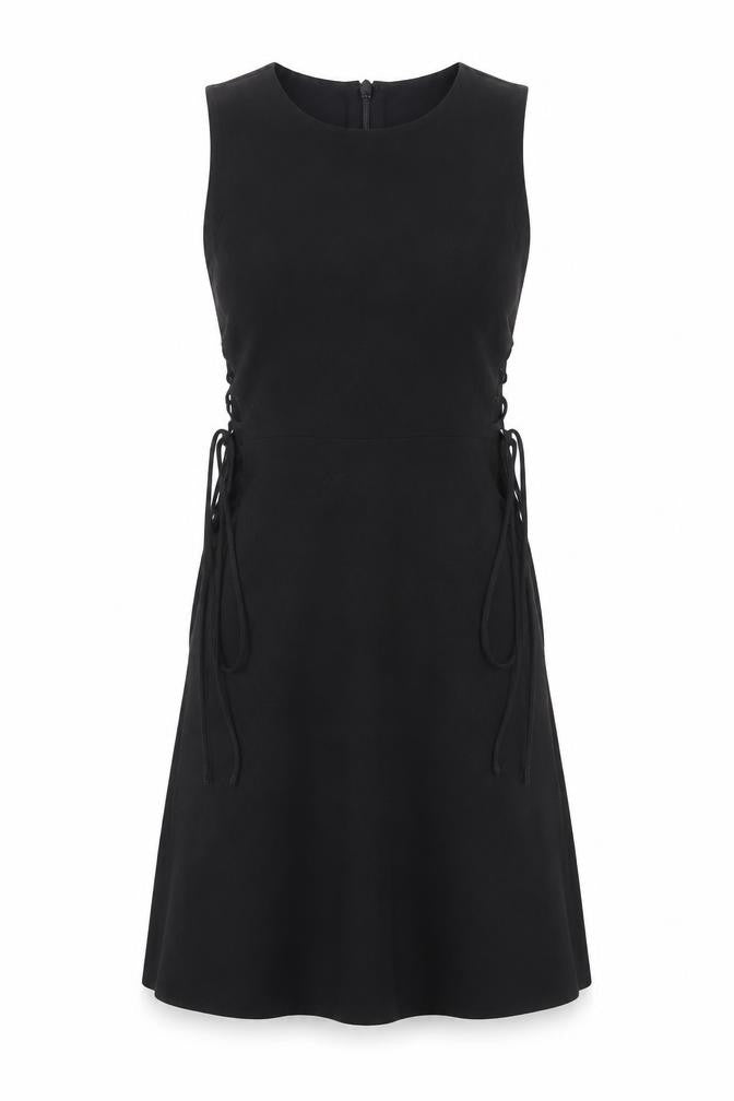 Topshop Womens Black Polyester A-Line Size 10 Crew Neck Zip - Tie Sides