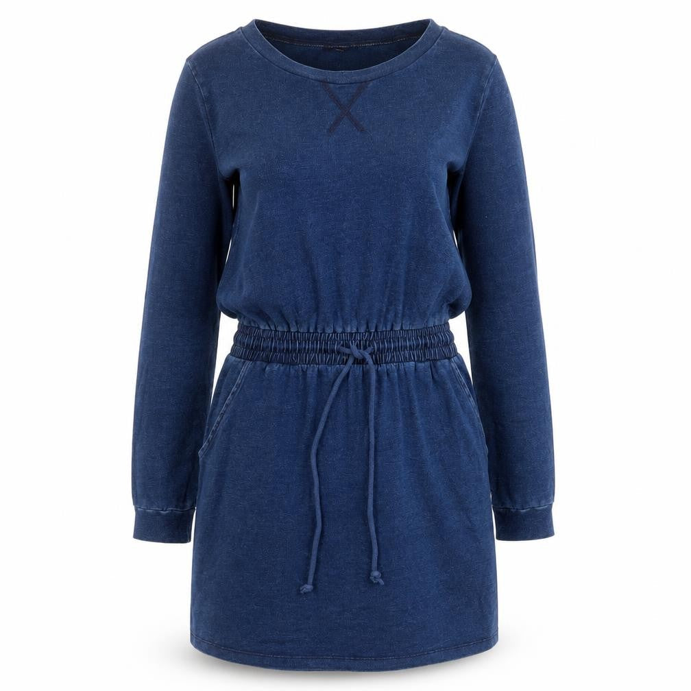 FOREVER 21 Womens Blue Cotton A-Line Size M Crew Neck Pullover - Elastic waist, Pockets