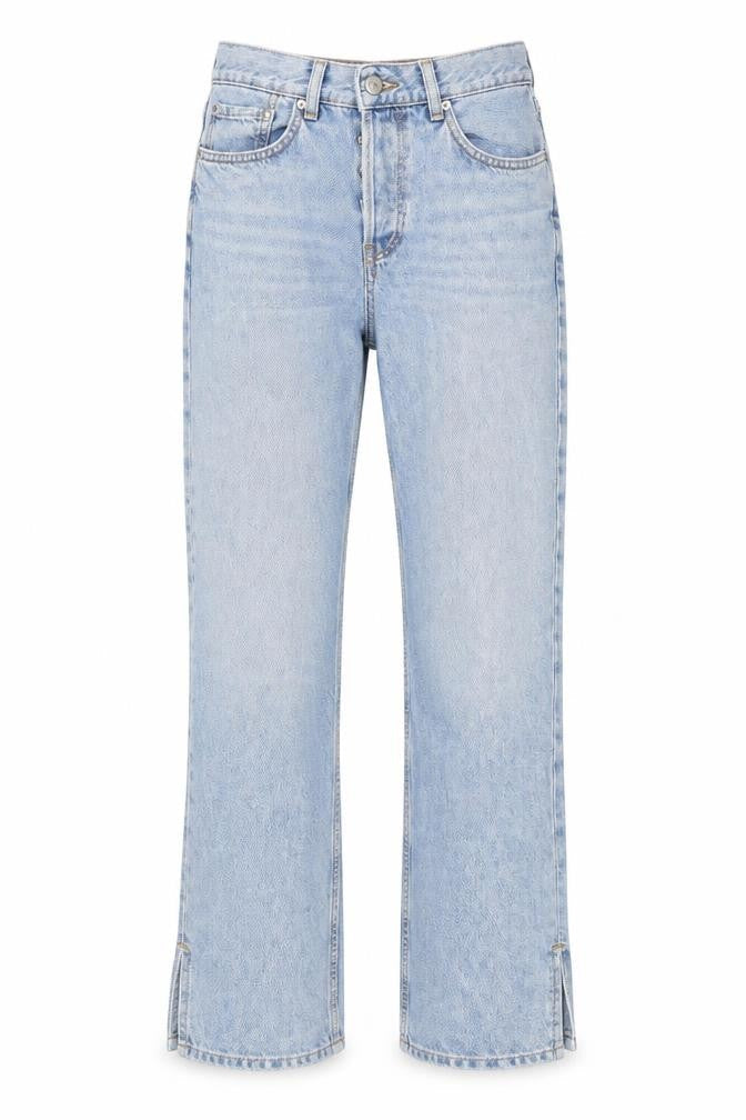 Denim & Co. Womens Blue Cotton Straight Jeans Size 10 L30 in Regular Button - Split hems, Pockets