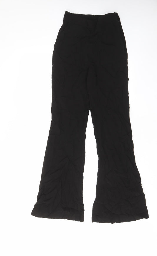 H&M Womens Black Viscose Trousers Size 4 L30 in Regular Zip - Pockets