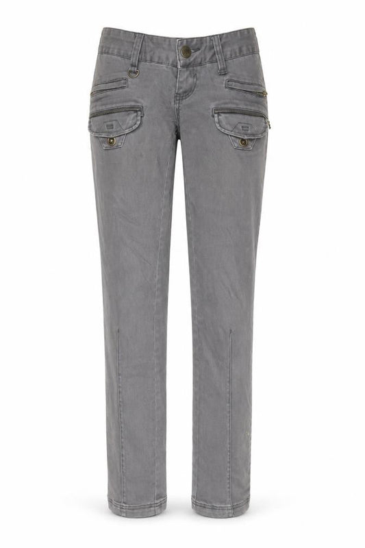 Pull&Bear Womens Grey Cotton Straight Jeans Size 8 L32 in Regular Zip - Pockets, Belt Loops, Zips