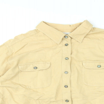 St Michael Womens Yellow Viscose Basic Button-Up Size 18 Collared - Vintage