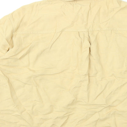 St Michael Womens Yellow Viscose Basic Button-Up Size 18 Collared - Vintage