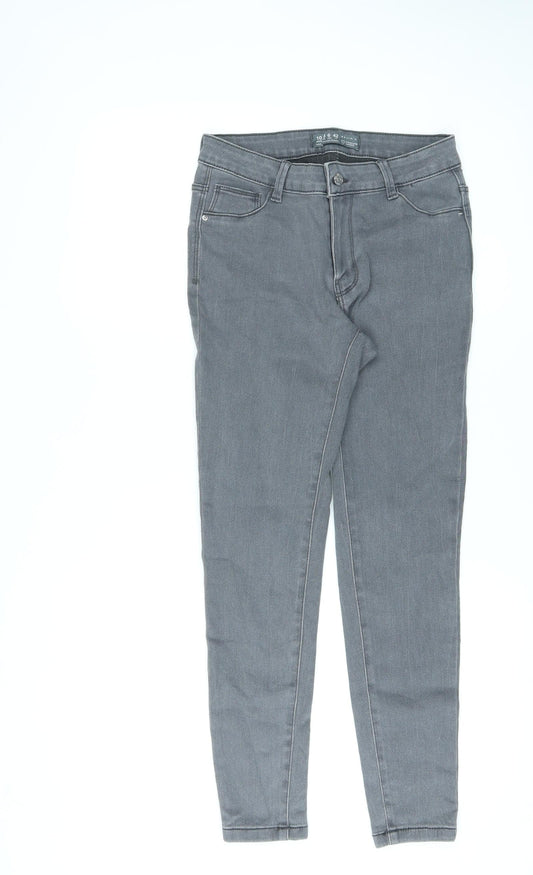 Denim & Co. Womens Grey Cotton Skinny Jeans Size 10 L25 in Regular Zip