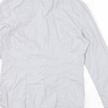 H&M Womens Grey Polka Dot Cotton Basic Button-Up Size 6 Collared