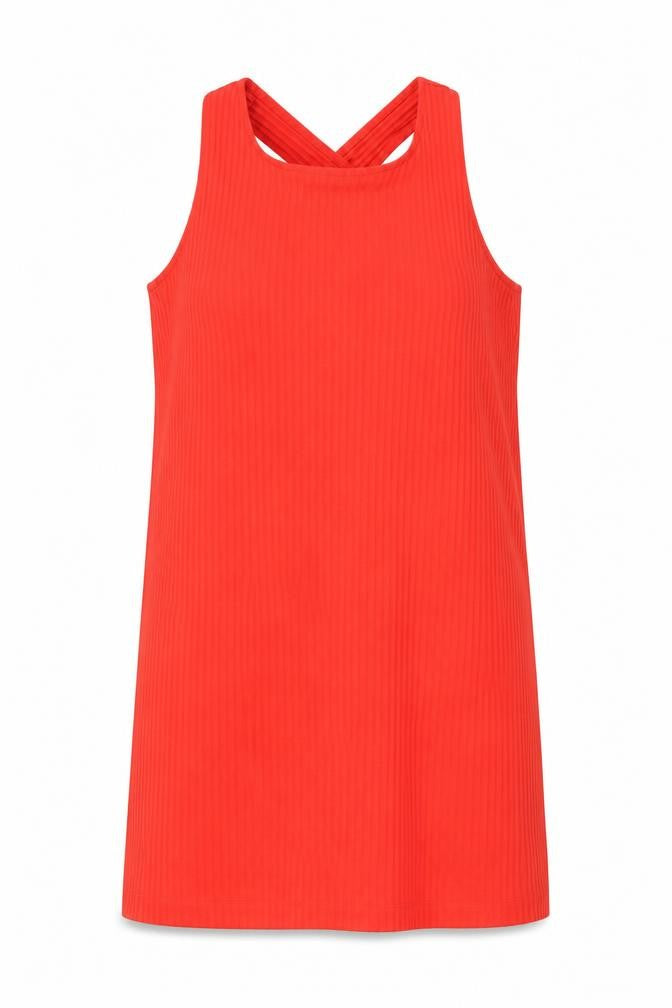 Monki Womens Red Polyester Tank Dress Size L Round Neck Pullover