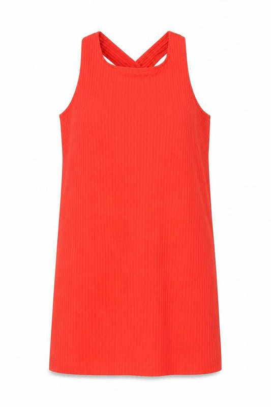 Monki Womens Red Polyester Tank Dress Size L Round Neck Pullover