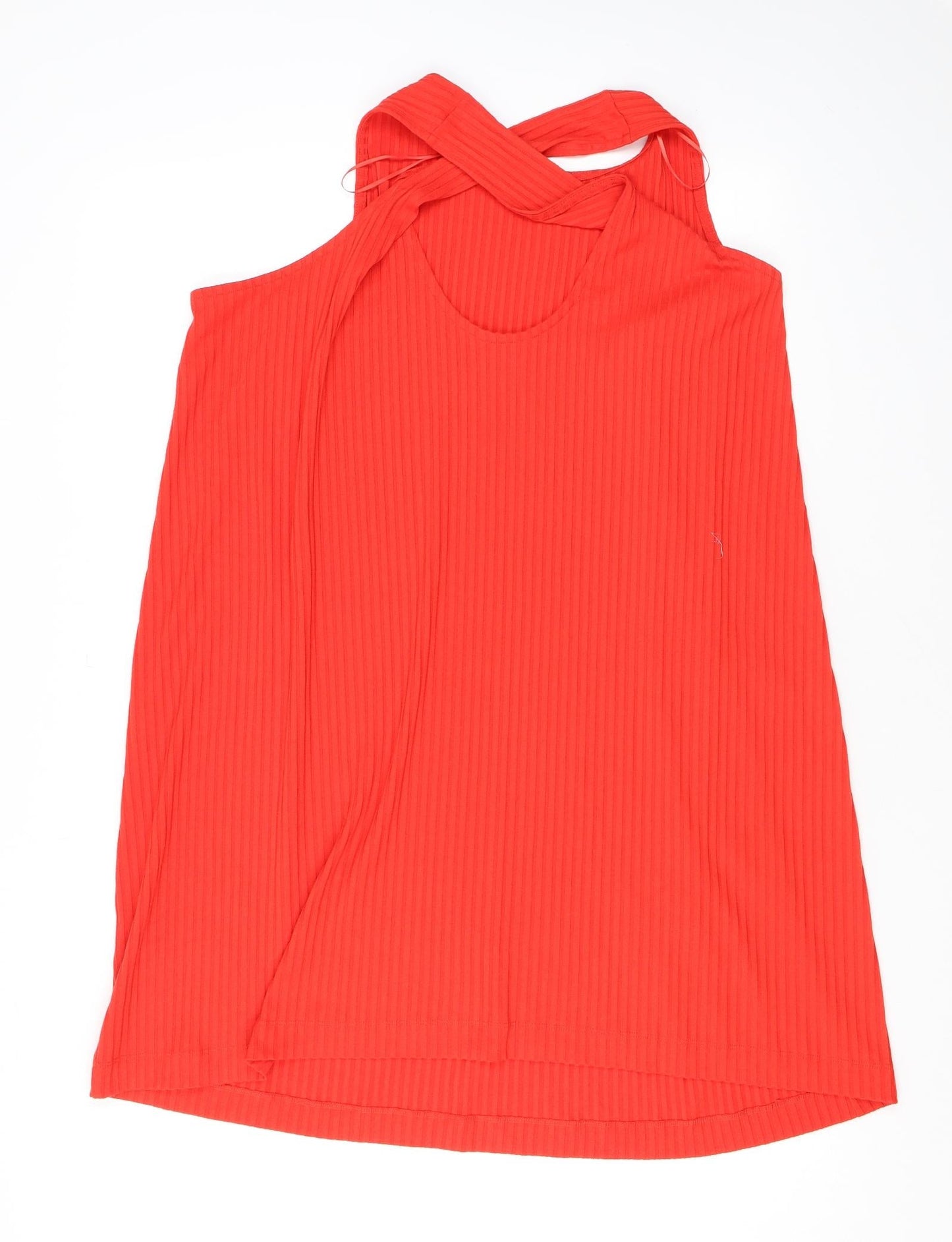 Monki Womens Red Polyester Tank Dress Size L Round Neck Pullover